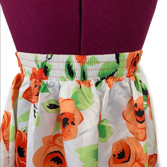 White Orange Flower African Print Floral Maxi Skirt Women's Size XL - Picture 5 of 9